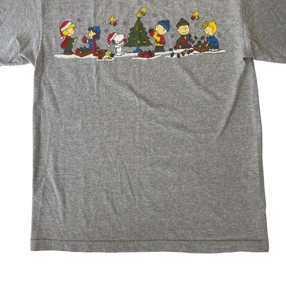 Vintage Charlie Brown T-Shirt Gray Christmas Peanuts‎ Y2K Nostalgia Men’s M - Picture 3 of 12